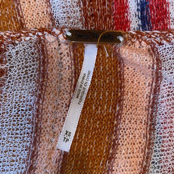 Free People Striped Boho Tassel Tie Scoop Neck Blouse Size XS - Picture 8 of 10